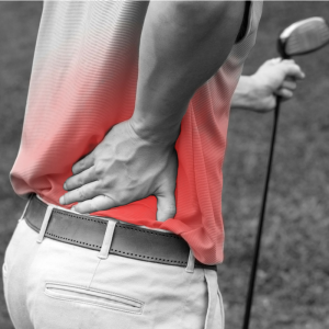 Golfer with sore back while on the course